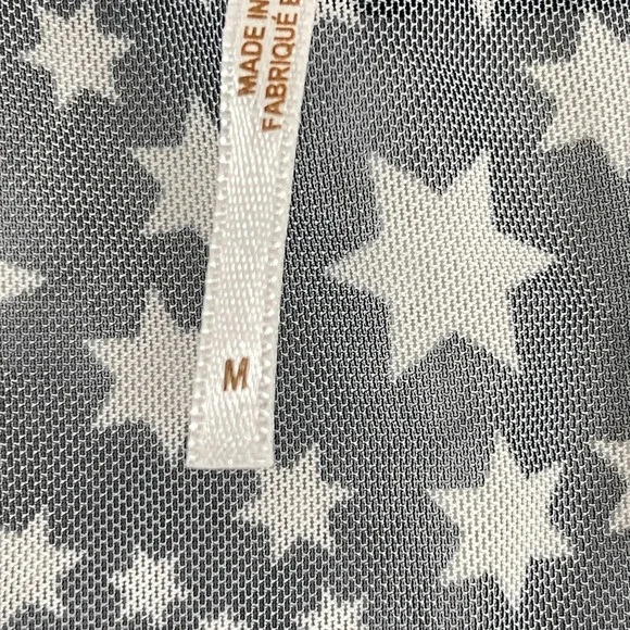 Free People Marni Sheer Top Womens Medium Black White Star Print Long Sleeve Tie - Picture 6 of 12
